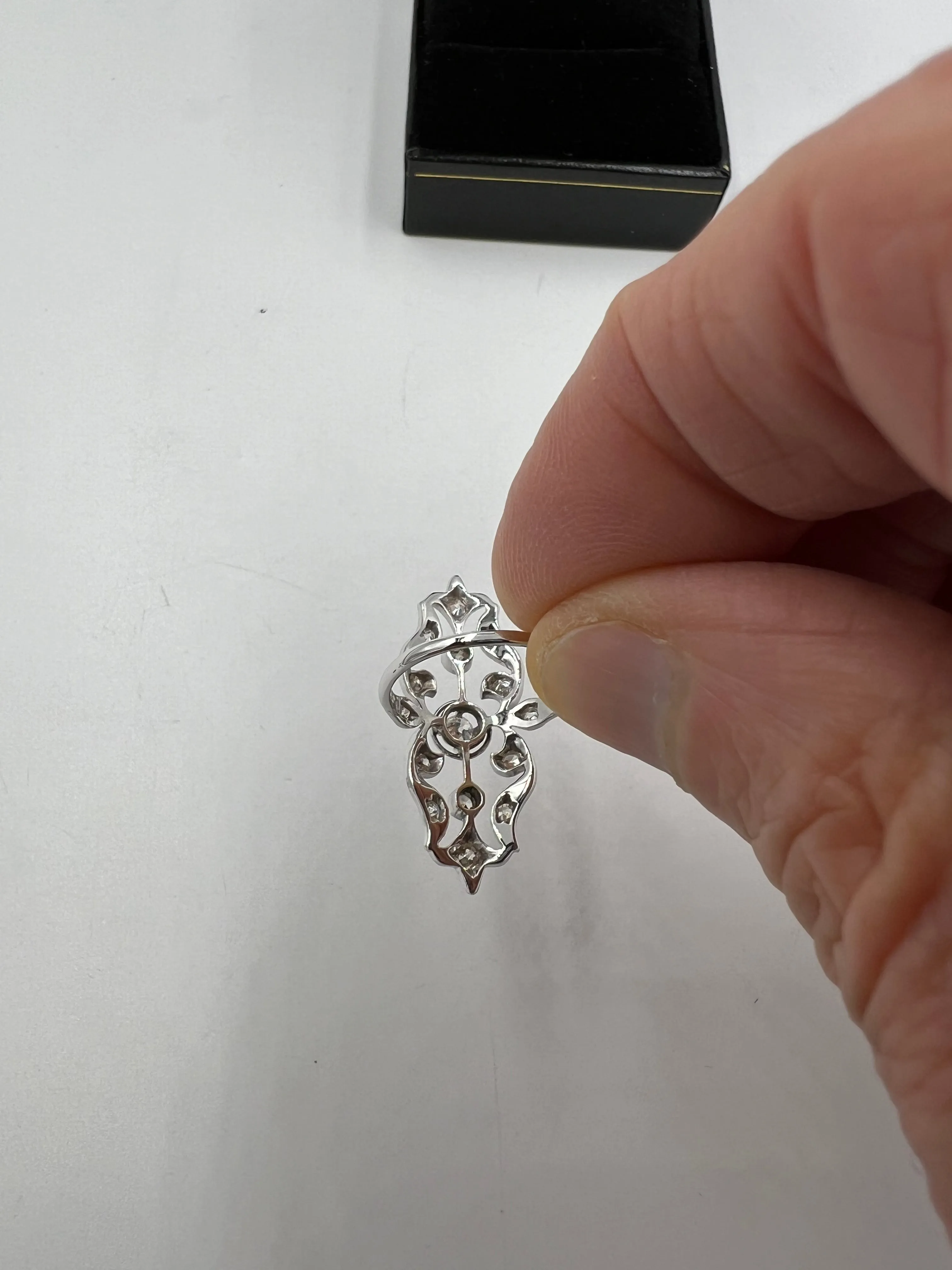 Edwardian Diamond Gold Platinum Dinner Ring circa 1910