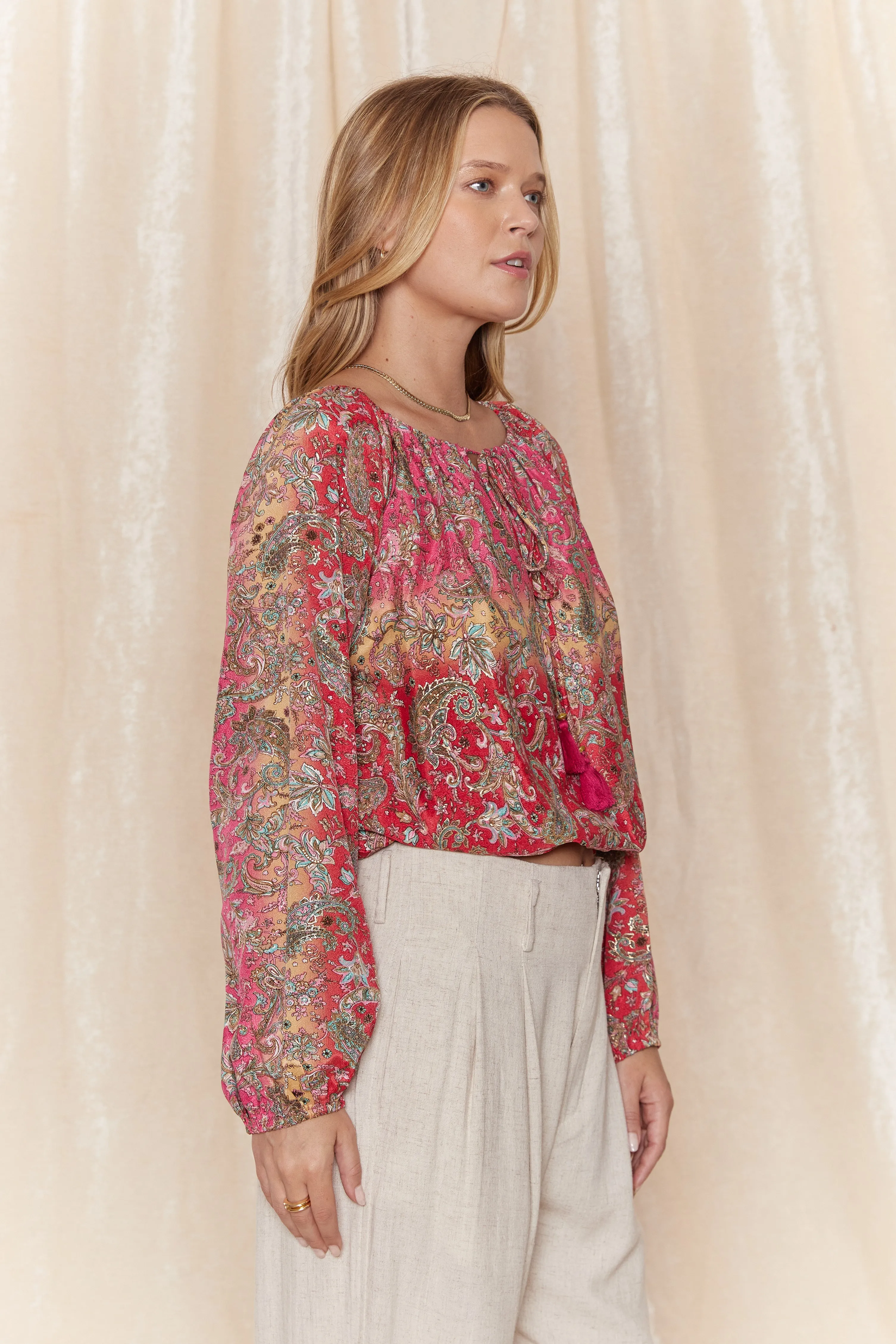 Ekani Keyhole Silk Blouse