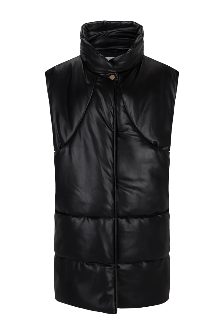 Elongated Vegan Leather Puffer Vest