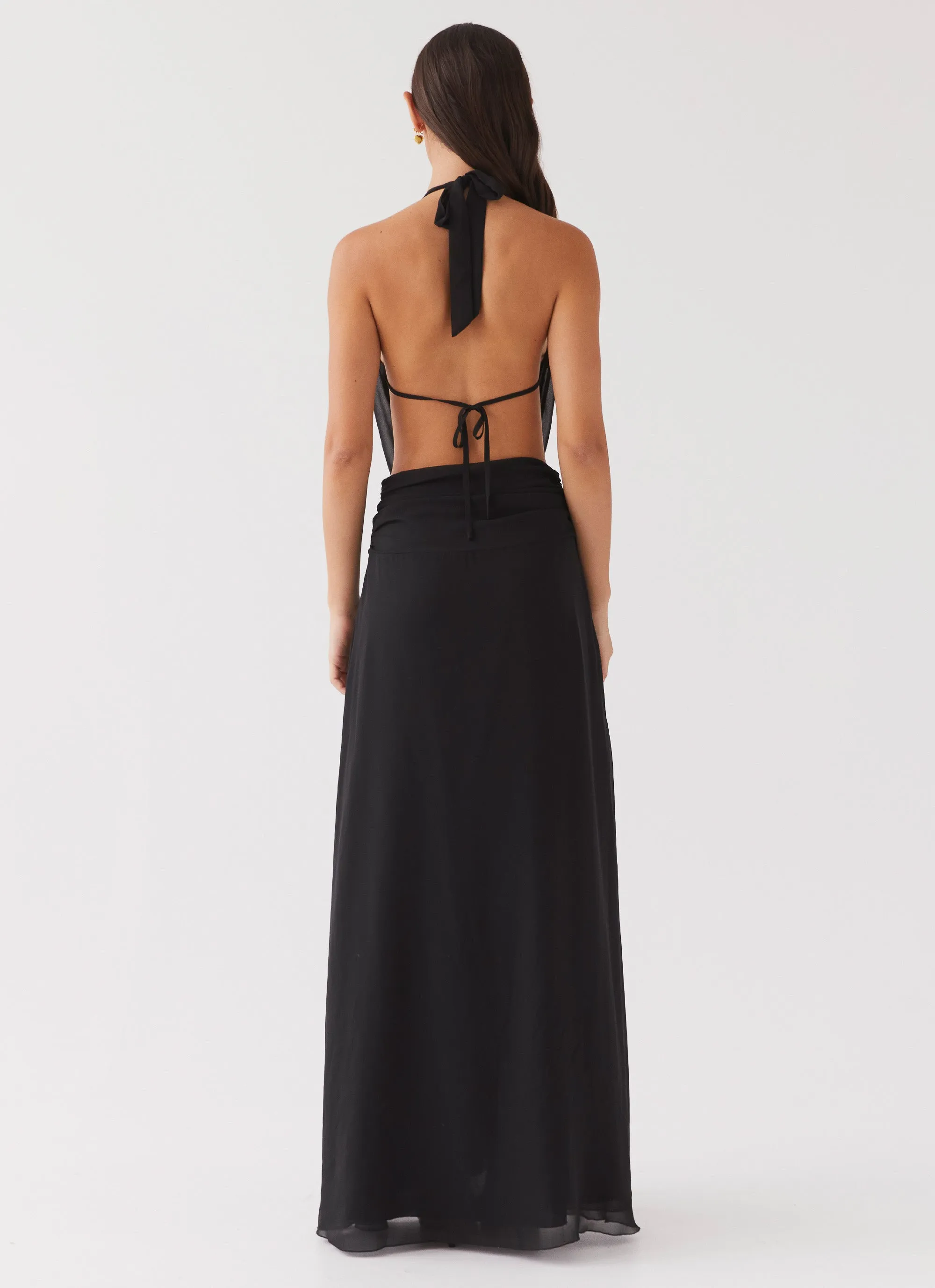 Elysia Chiffon Maxi Dress - Black