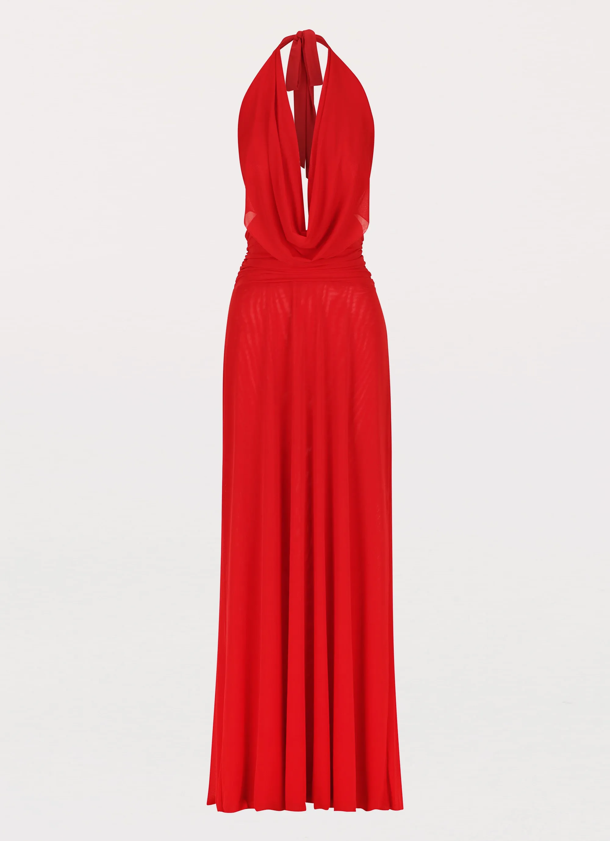 Elysia Mesh Maxi Dress - Cherry Red