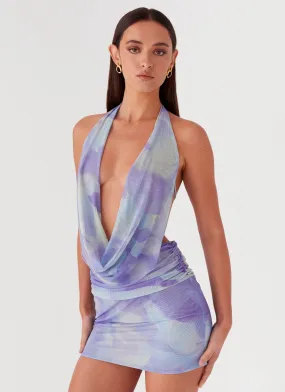 Elysia Mesh Mini Dress - Purple Rain