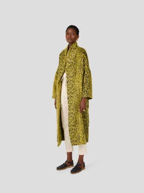 Eren coat in yellow woolen Leopard