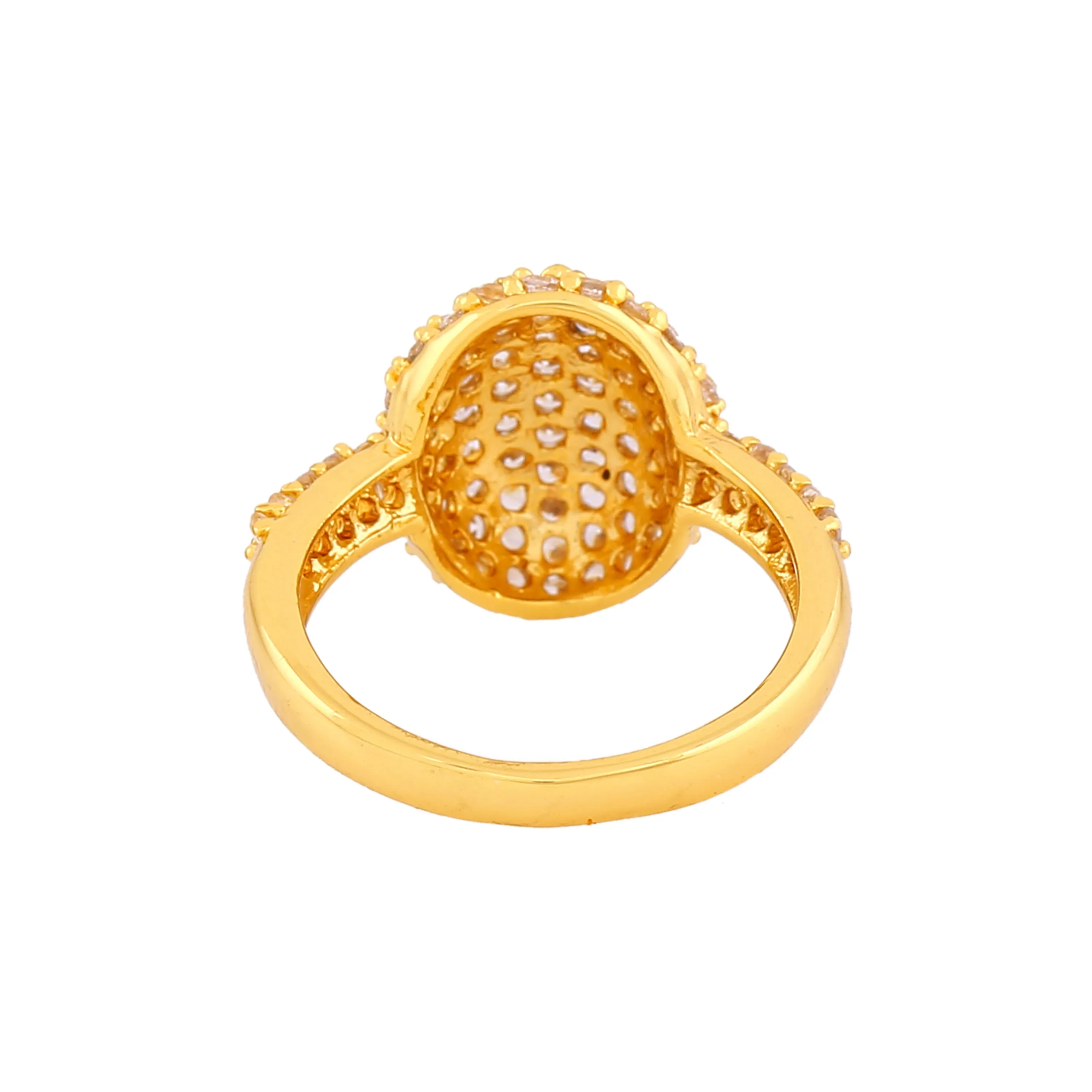 Estele Gold Plated CZ Round Crystal Studded Ring for Women