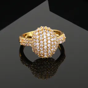 Estele Gold Plated CZ Round Crystal Studded Ring for Women