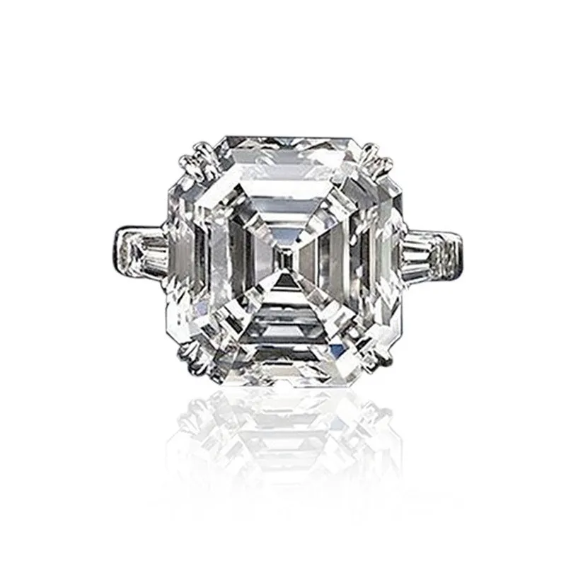 European And American Luxury Square Shiny Zircon Ring