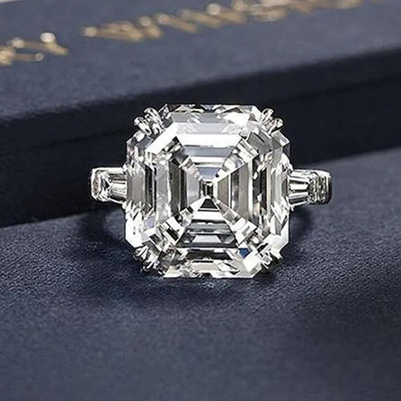 European And American Luxury Square Shiny Zircon Ring