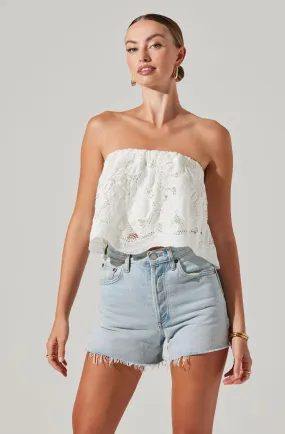 Evren Embroidered Strapless Top