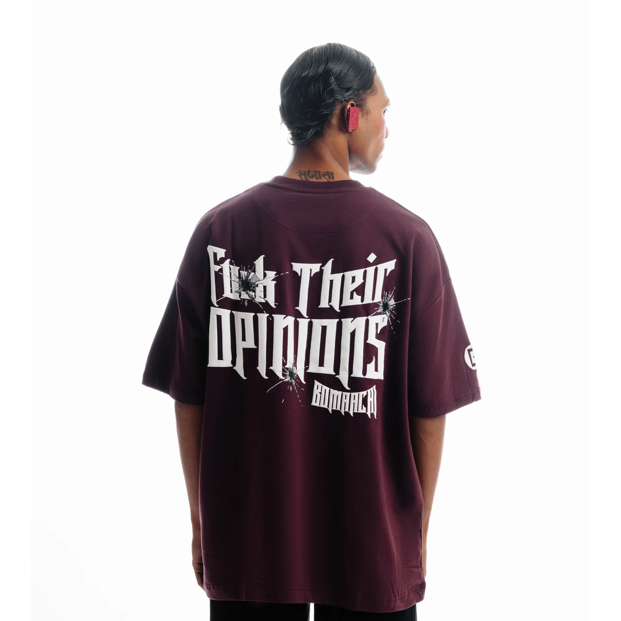 F Their Opinions Printed Wine Color T-shirt