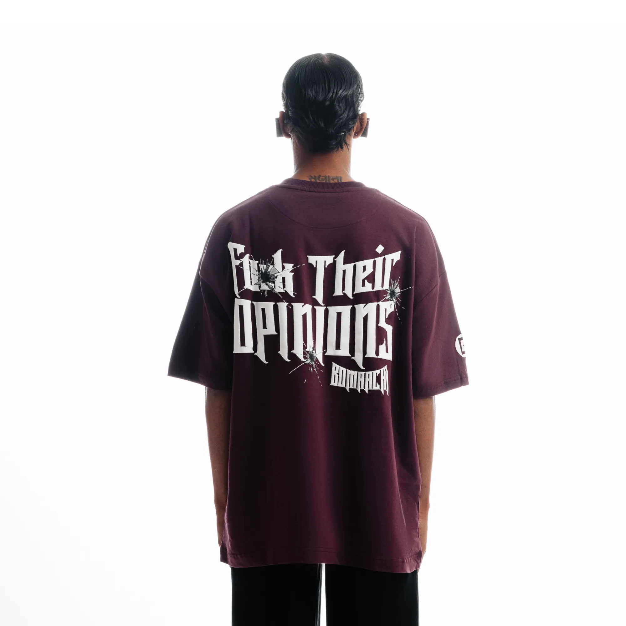 F Their Opinions Printed Wine Color T-shirt