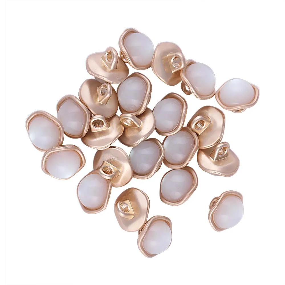 Fancy Matte Gold Loop Clear Resin Pearl Buttons