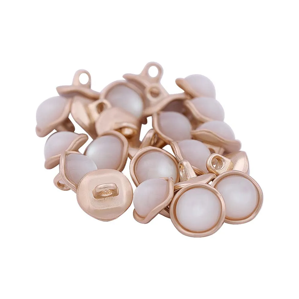 Fancy Matte Gold Loop Clear Resin Pearl Buttons