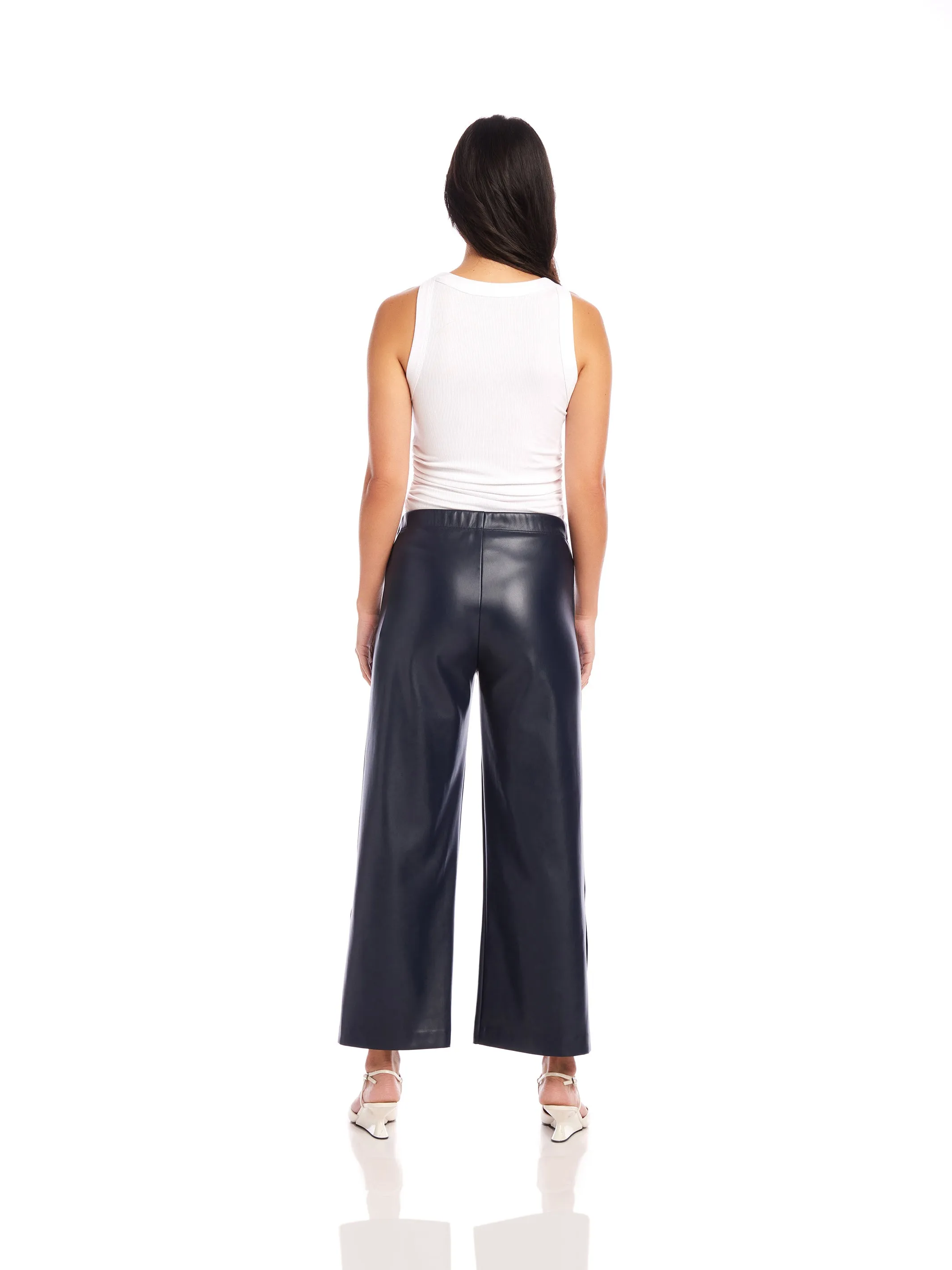 Faux Leather Button-Hem Pants