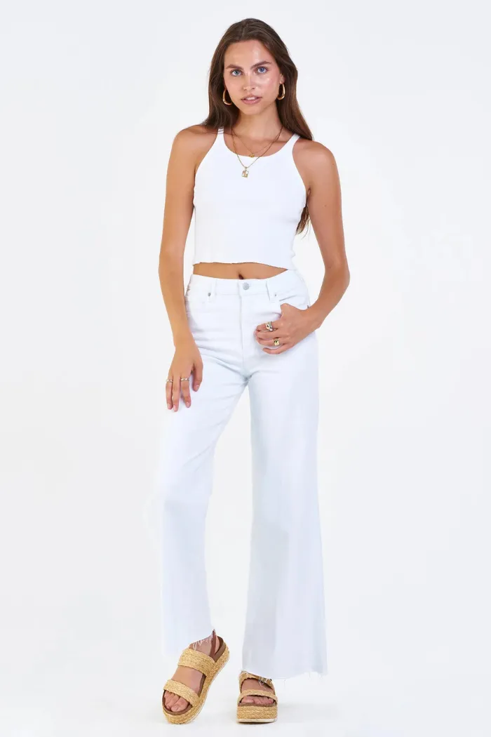 Fiona Super High Rise Wide Leg Jeans - White