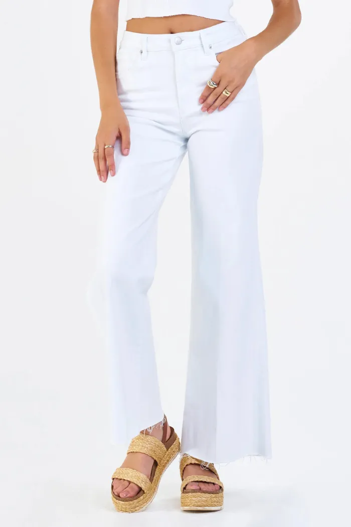 Fiona Super High Rise Wide Leg Jeans - White