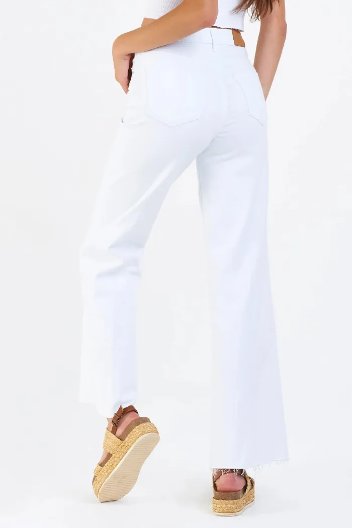 Fiona Super High Rise Wide Leg Jeans - White