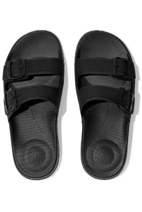 FitFlop Iqushion two-bar Slide in Black Rubber