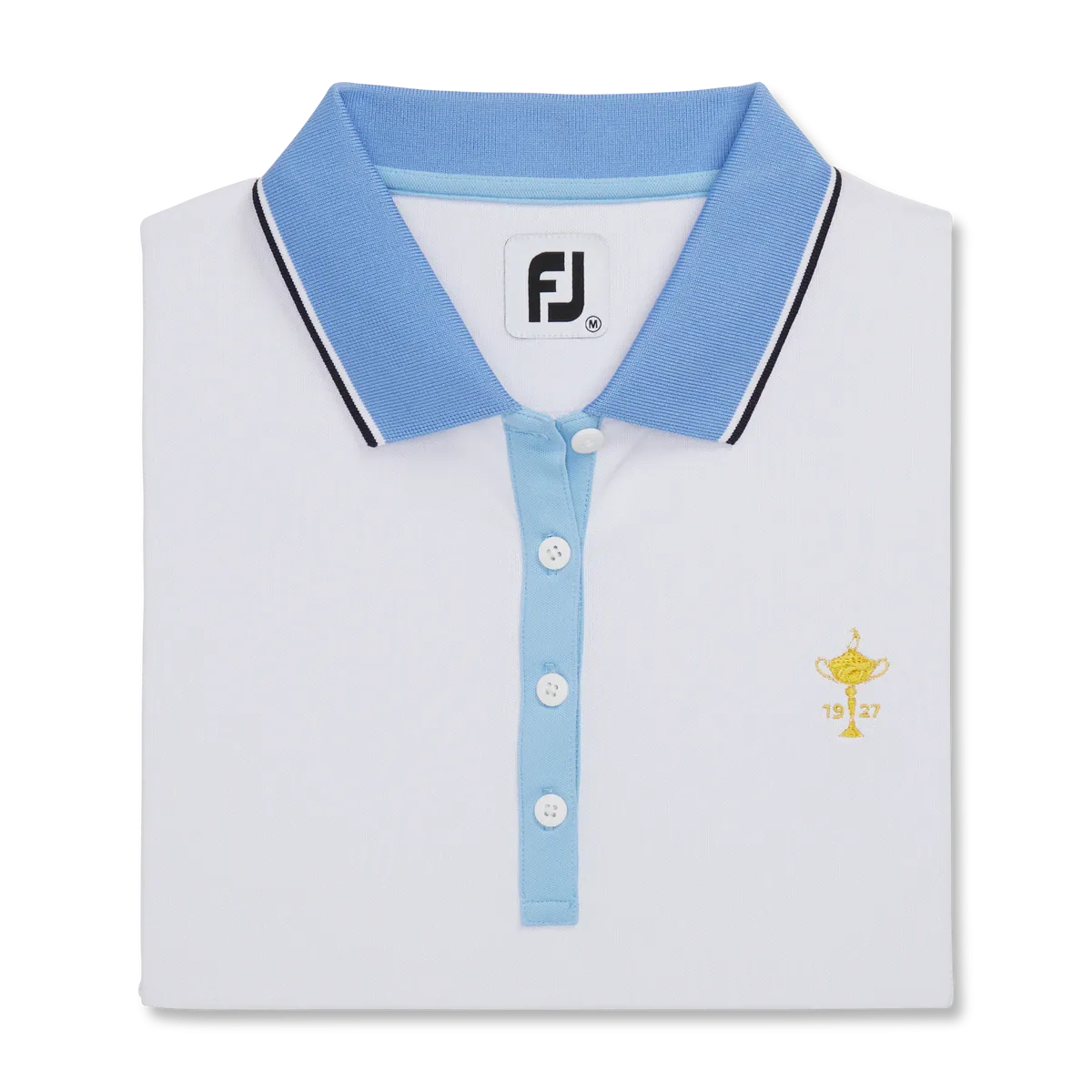 FJ Womens Trophy Collection 23 Solid With Stripe Trim Polo - WHITE