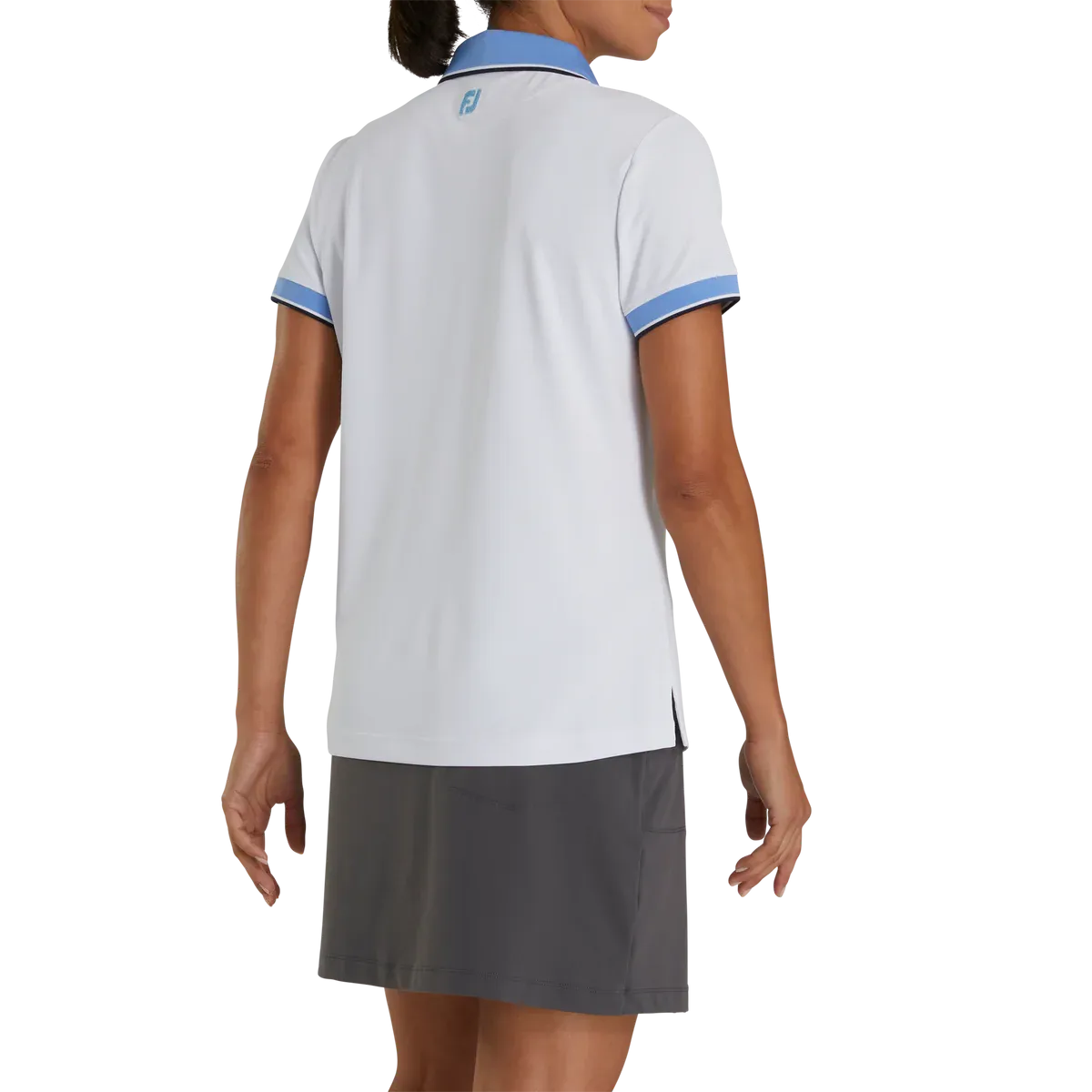 FJ Womens Trophy Collection 23 Solid With Stripe Trim Polo - WHITE