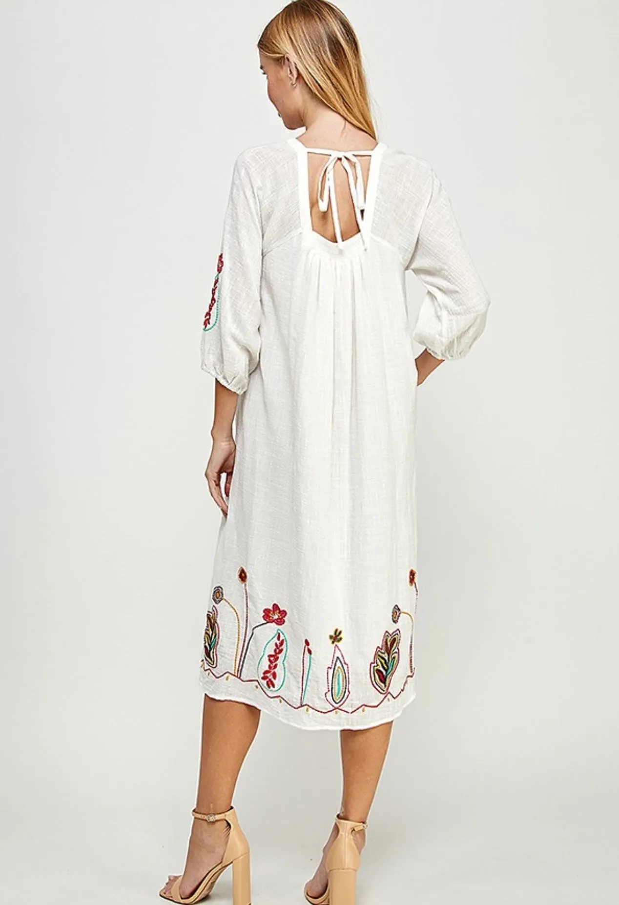 Floral Embroidered Midi Dress