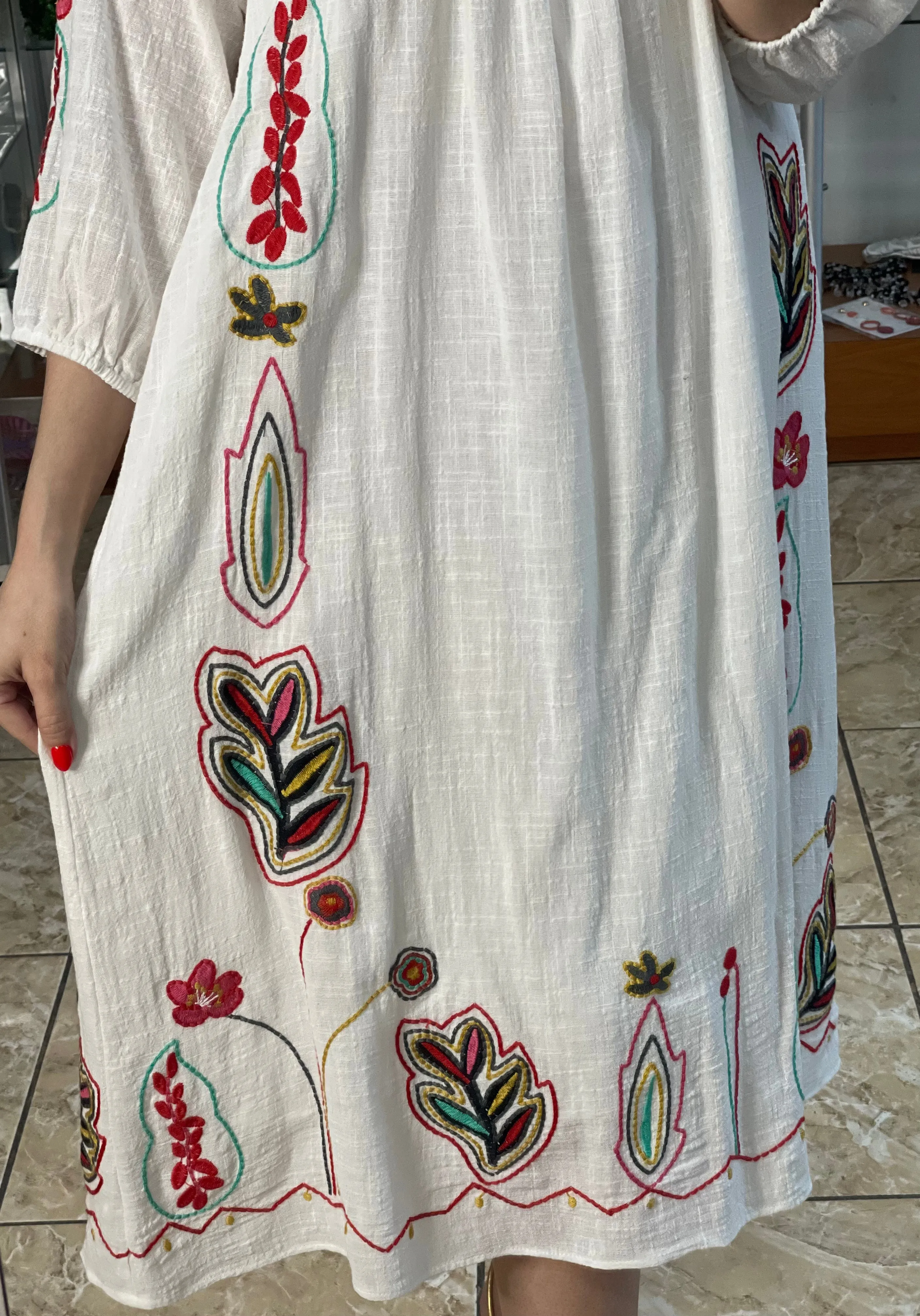 Floral Embroidered Midi Dress