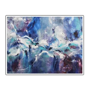 Framed horizontal blue & purple abstract wall art print