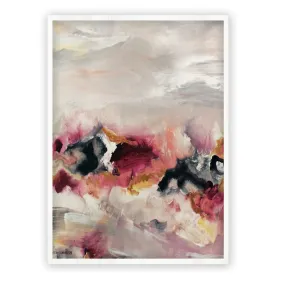 Framed vertical pink & gold abstract wall art print