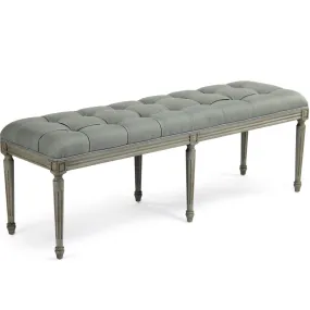 French Blue Louis Tufted Bench