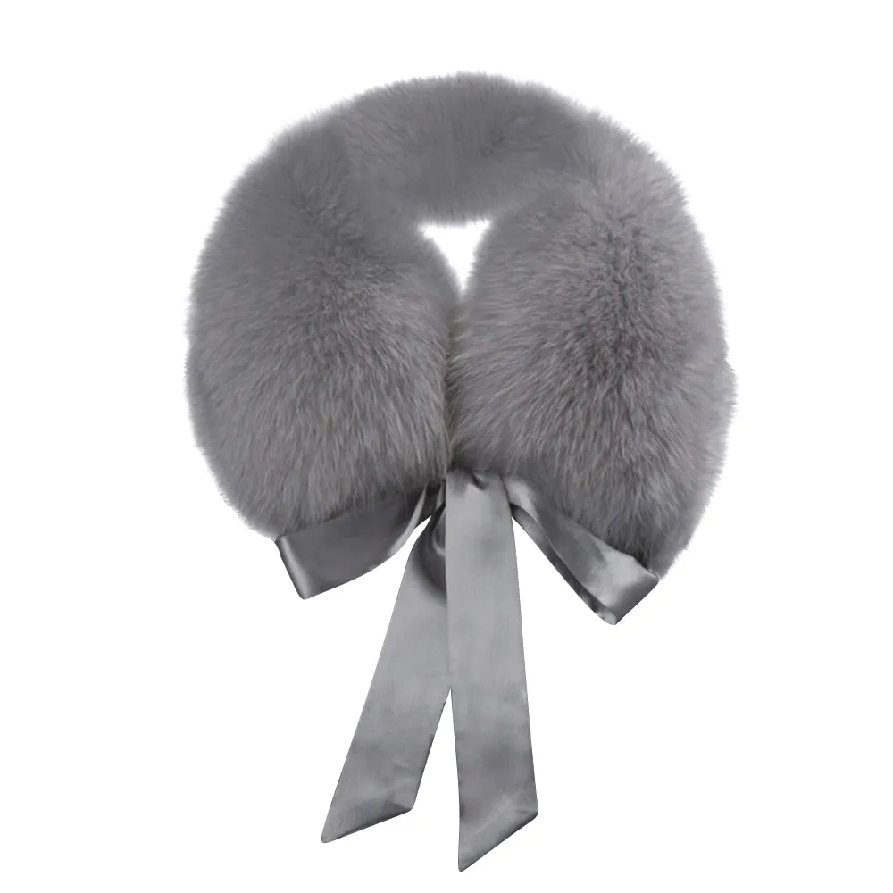 Fur trim collar with satin bow detail