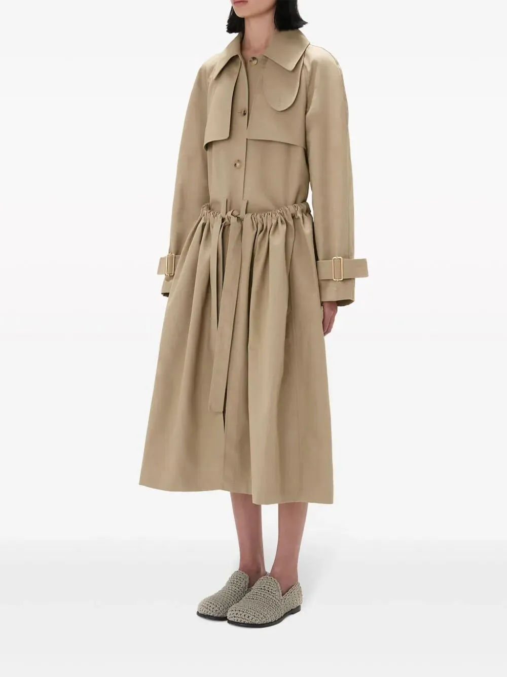 GATHERED WAIST TRENCH COAT