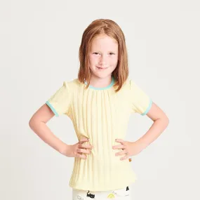 Girls' Short-sleeve Top "Ribbed Jersey Vanilla/Mint"