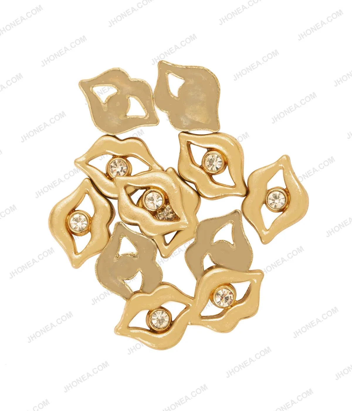 Golden Diamond Lip Shape Hotfix for Womens'