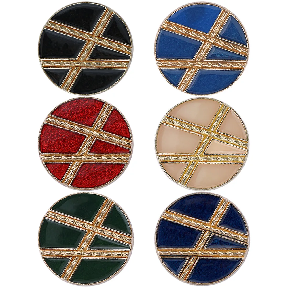 Golden Geometric Pattern Surface Lamination Metal Buttons