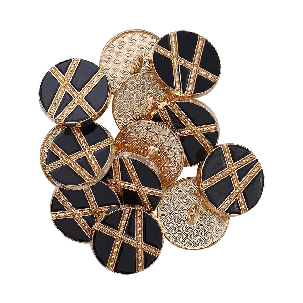 Golden Geometric Pattern Surface Lamination Metal Buttons