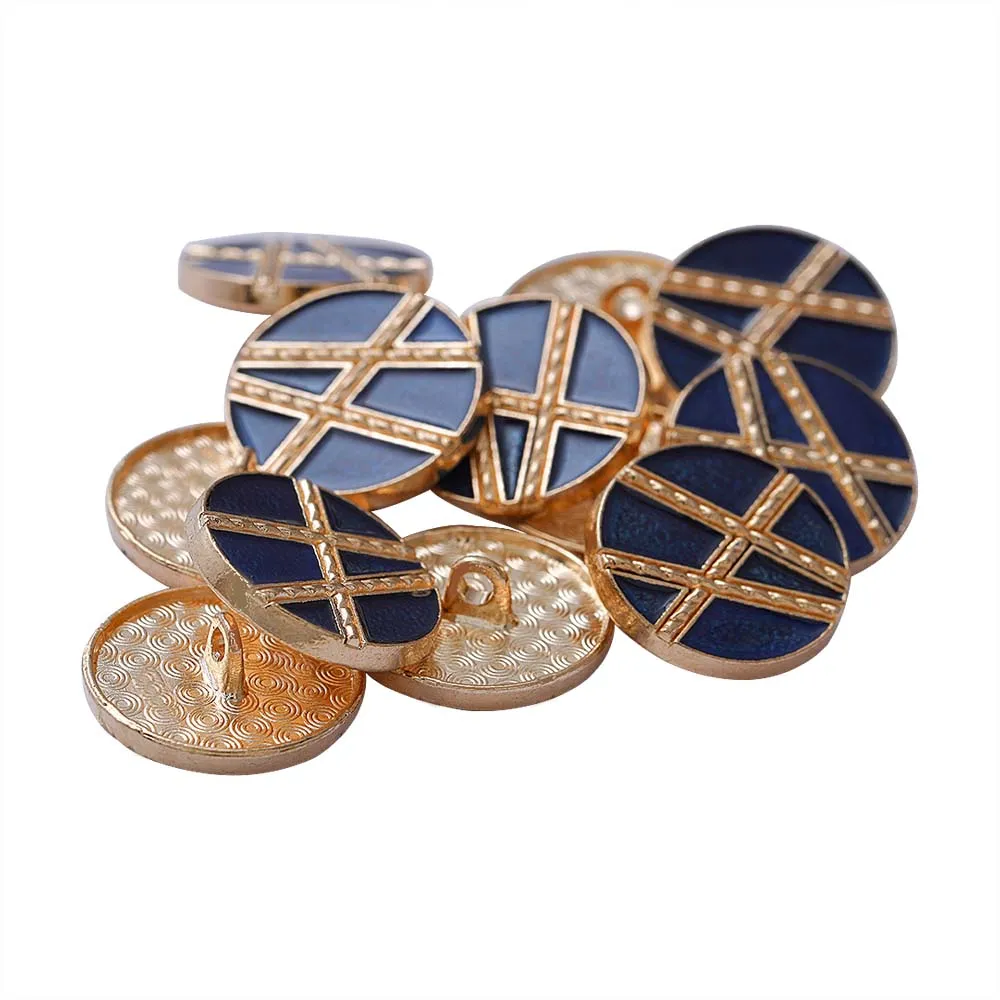 Golden Geometric Pattern Surface Lamination Metal Buttons