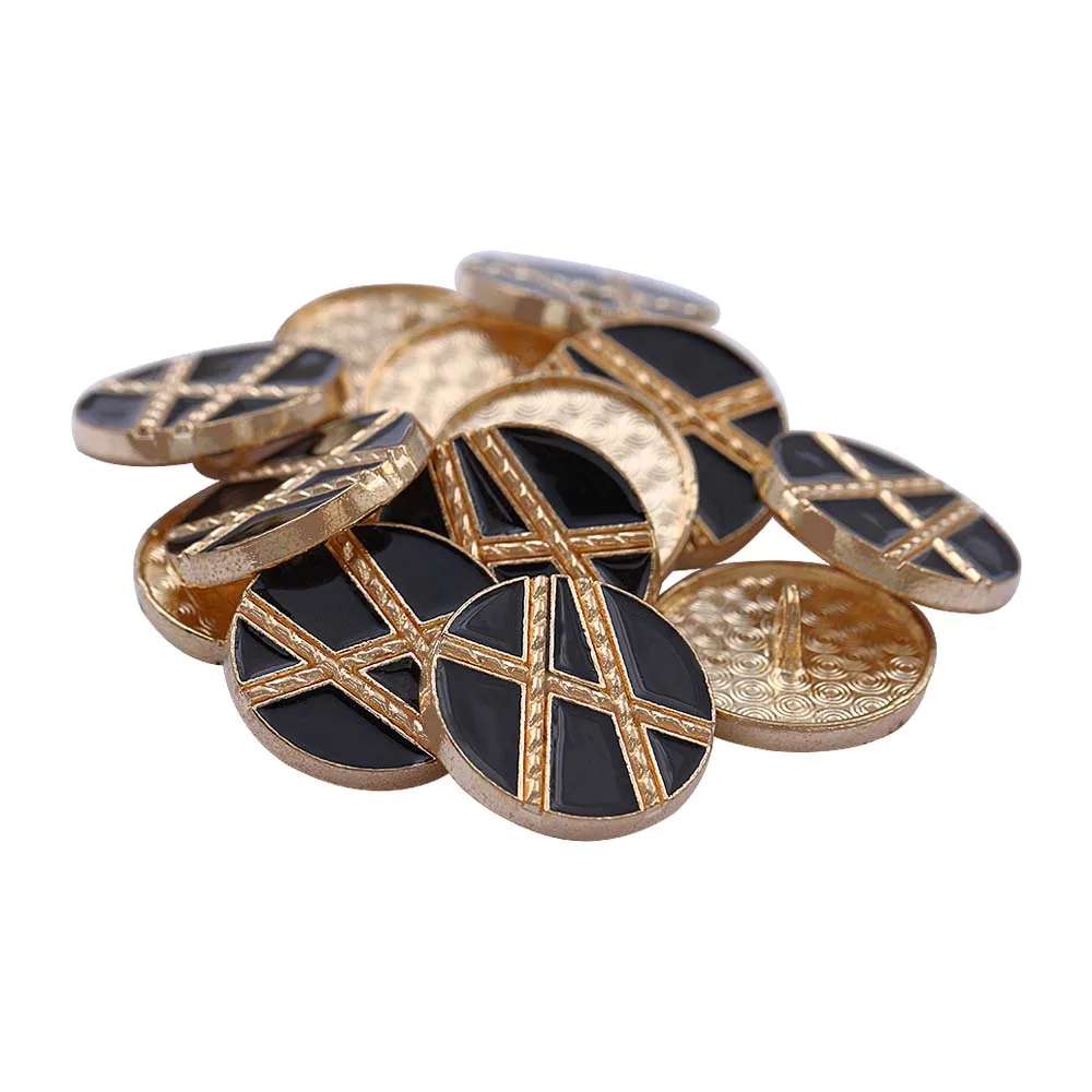 Golden Geometric Pattern Surface Lamination Metal Buttons