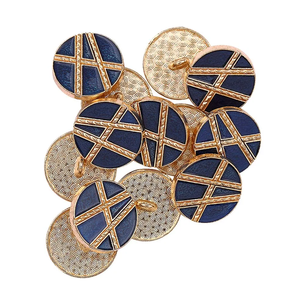 Golden Geometric Pattern Surface Lamination Metal Buttons