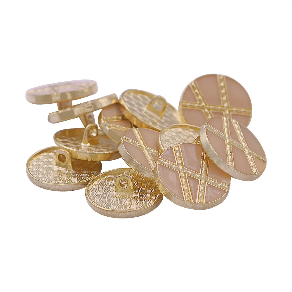 Golden Geometric Pattern Surface Lamination Metal Buttons