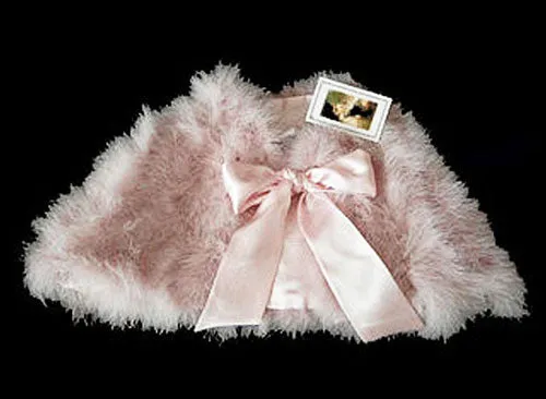 GORGEOUS MARABOU & SATIN STOLE OR BED JACKET IN TICKLE ME PINK PLUS A BONUS OF A LACE-TRIMMED DUST COVER STORAGE BAG - WOULD MAKE A WONDERFUL GIFT