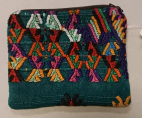 Guatemalan Embroidered Pouch ~ Medium ~ Green