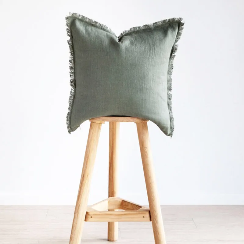 Hazel Fringed Edge Flax Linen Cushion