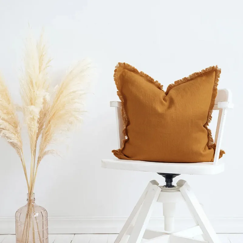 Hazel Fringed Edge Flax Linen Cushion