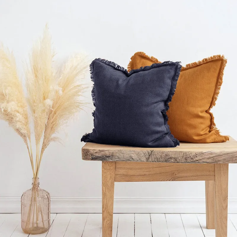 Hazel Fringed Edge Flax Linen Cushion