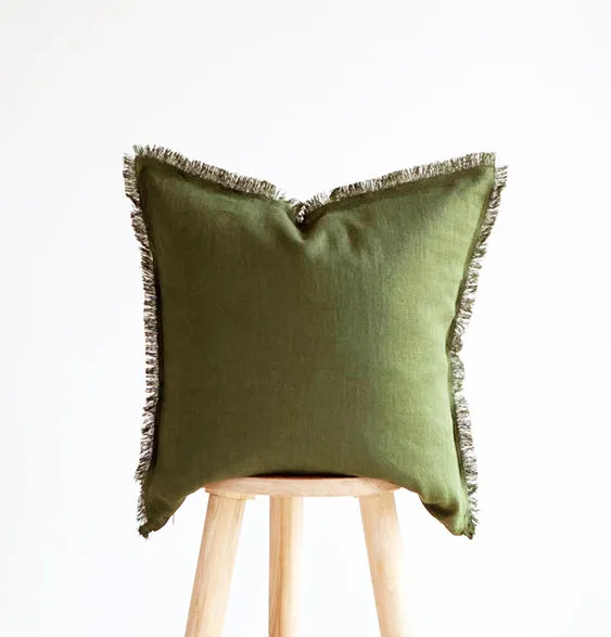 Hazel Fringed Edge Flax Linen Cushion