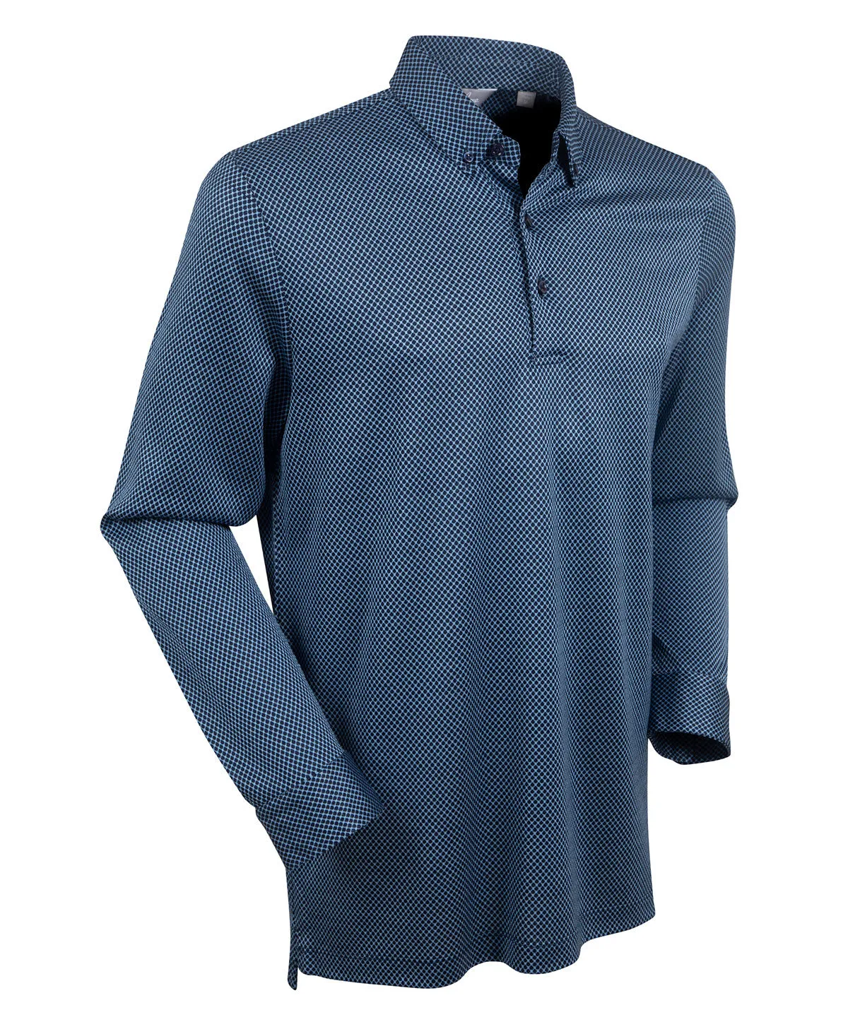 Heritage Sassari Diamond Jacquard Italian Cotton/Silk Blend Long-Sleeve Polo