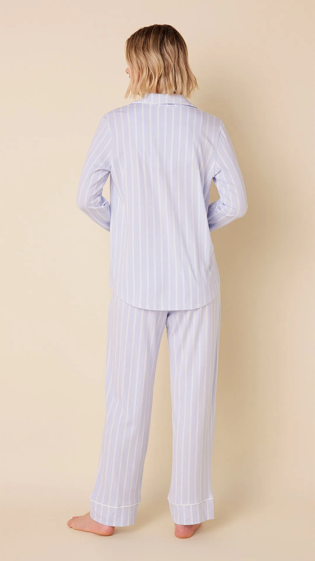 Heritage Stripe Pima Knit Long-Sleeved Pajama - Blue