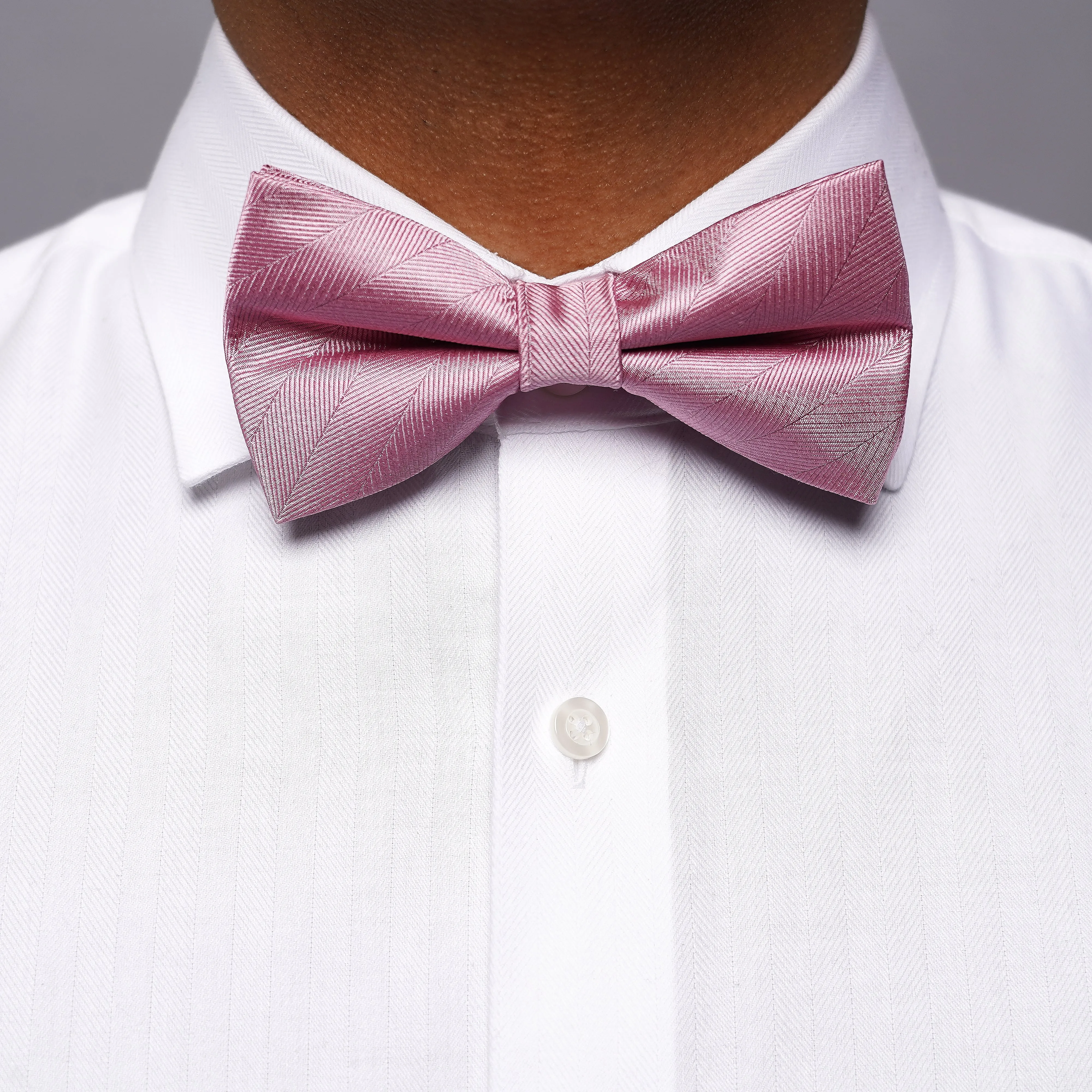 Herringbone Vow Dusty Rose Bow Tie