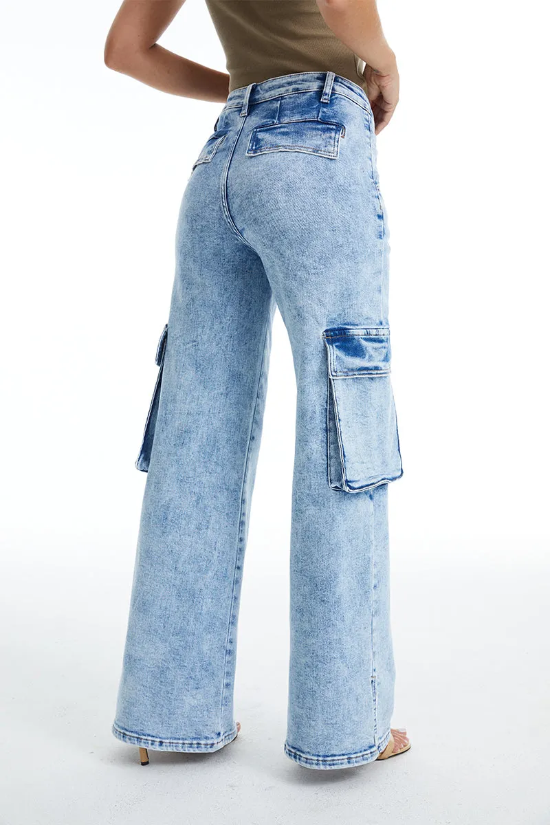 HIGH RISE WIDE LEG FLARE JEANS BYW8105 BRIGHT STAR