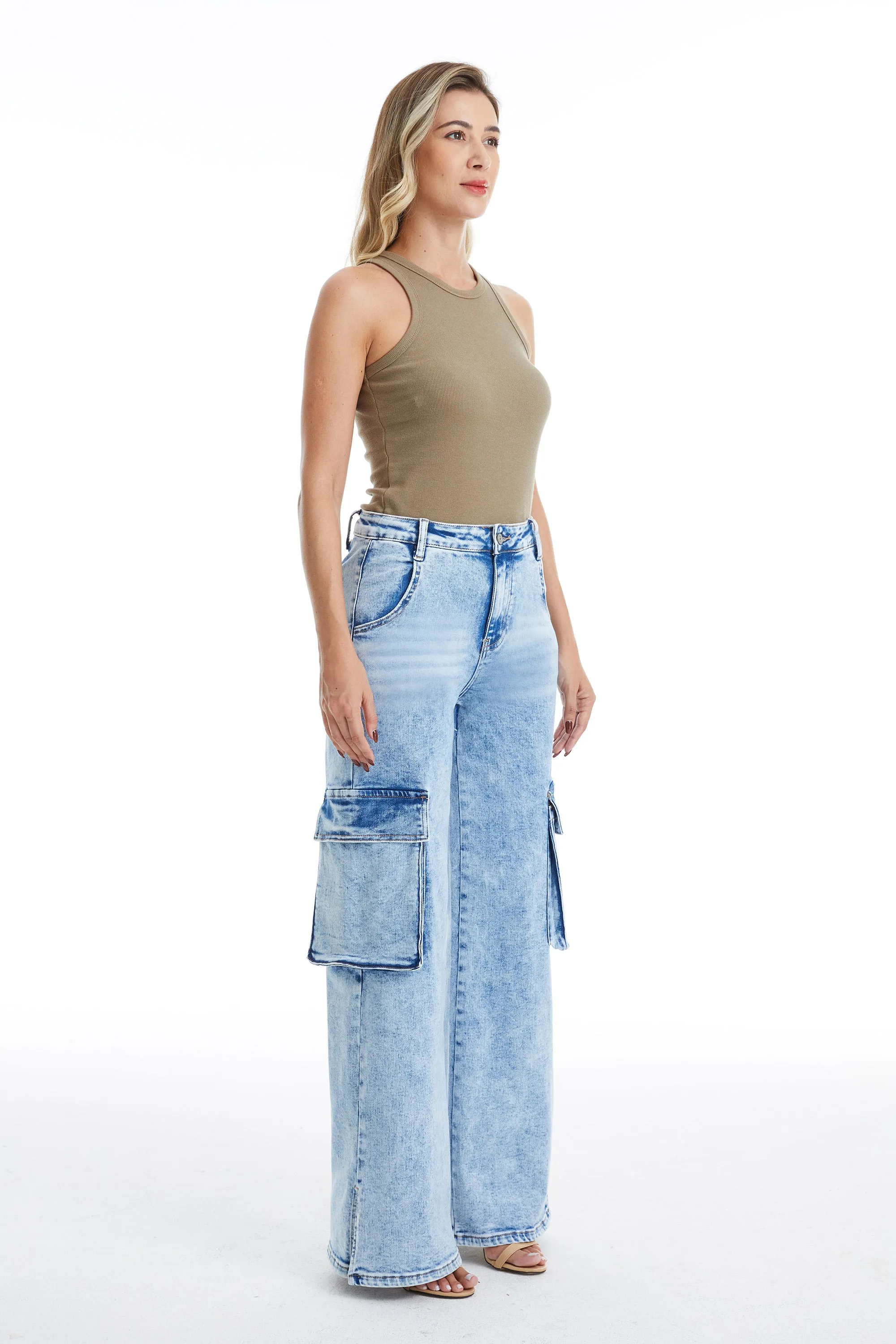 HIGH RISE WIDE LEG FLARE JEANS BYW8105 BRIGHT STAR