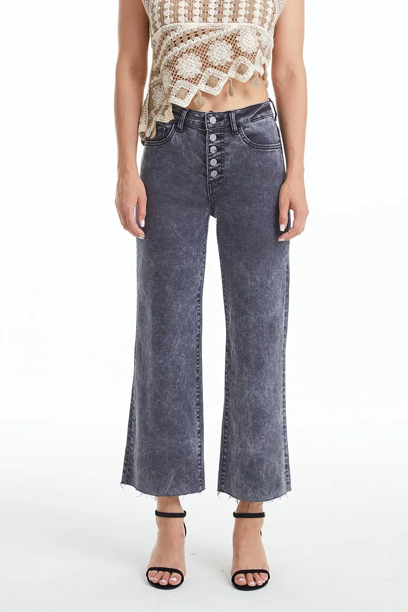 HIGH RISE WIDE LEG JEANS BYN003 GRAPHITE